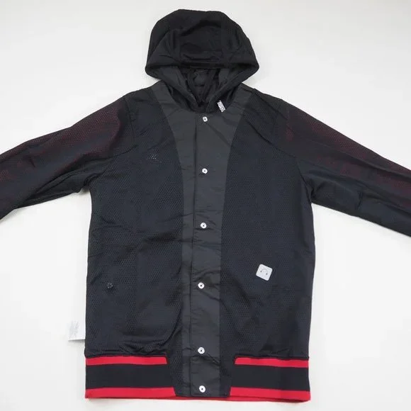 Nike Air Jordan Retro 1 Woven Jacket Black Red Men Basketball - Picture 8 of 11